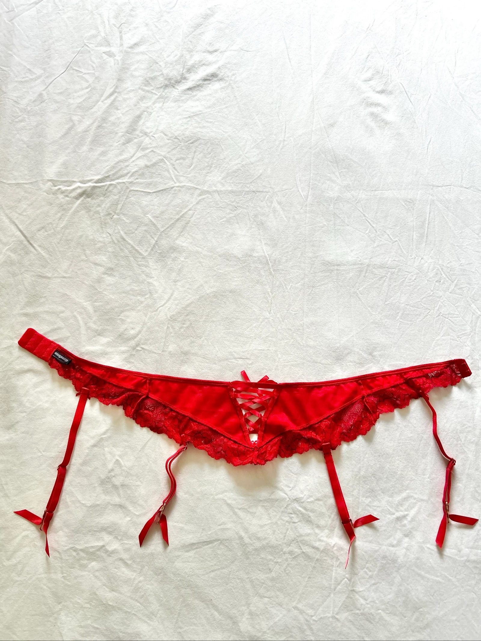 Sutiã vermelho de renda Tamanho 90B + porta-cintas vermelho Tamanho 38/40 poliéster – photo 10